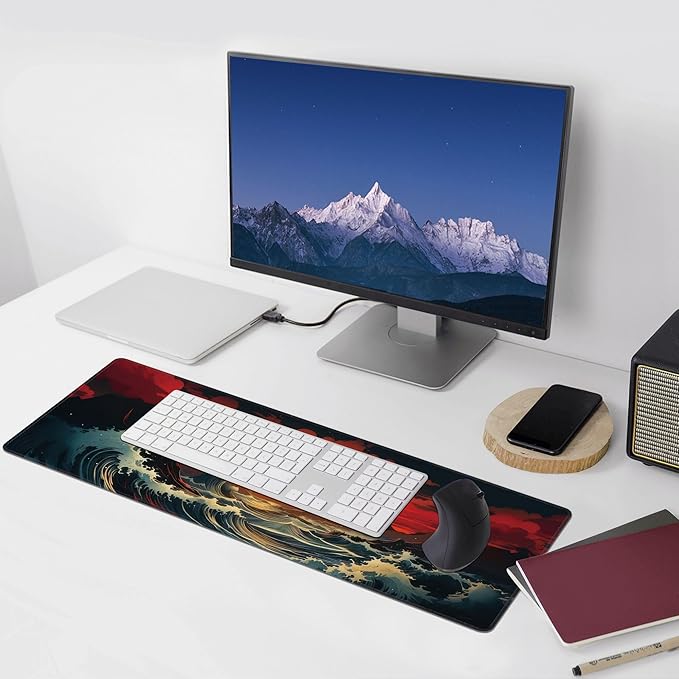 Japanese Sea Wave Large Mouse Pad, Gaming Keyboard Desk Pad, Extended Mouse Mat - Image 6