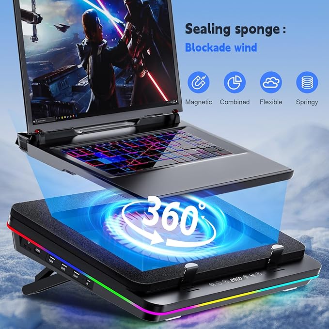 GT600 RGB Laptop Cooling Pad Equipped - Image 3
