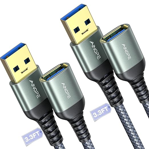 AINOPE 2 Pack USB Extensions Cable High Speed USB 3.0 Extension Cord Type A by AINOPE10yearsforphoneaccessories