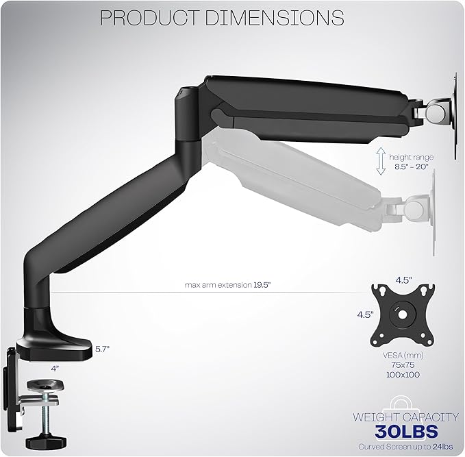 VIVO Premium Aluminum Heavy Duty Single Monitor Arm - Image 3