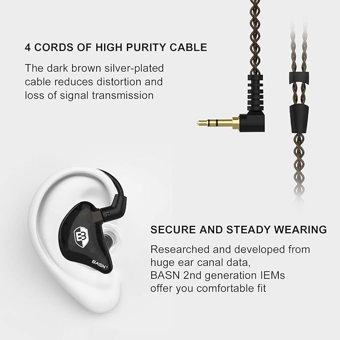 BASN in Ear Monitor Headphones for Musicians, Bsinger 2nd Generation Sound - Image 3