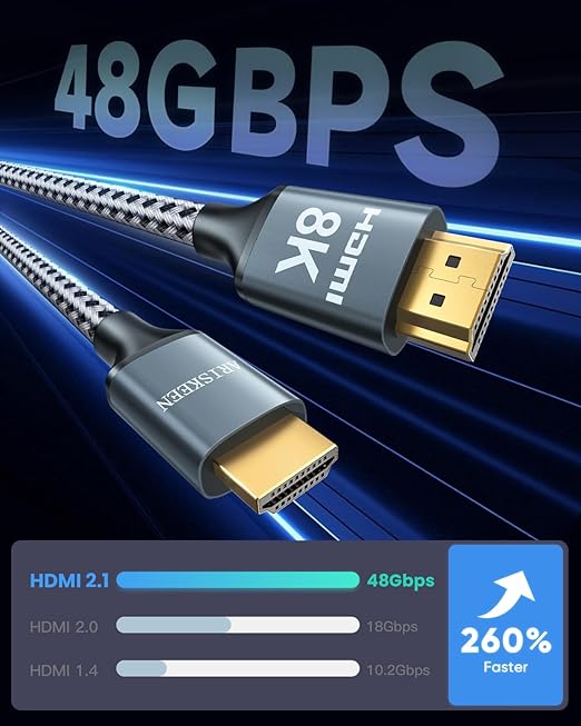ARISKEEN 8K HDMI Cable 4 FT, 48Gbps High Speed HDMI 2.1 Cable, 8K 60Hz - Image 2