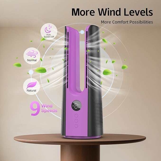 Desk Fan, 13 Inch Portable Bladeless Fan, Small Quiet Table Fan - Image 3