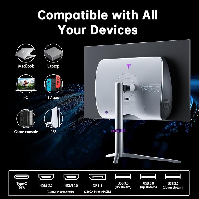KTC 27-inch OLED Gaming Monitor | QHD 2560x1440P | 240Hz 0.03ms GTG | 1.5M:1 - Image 6