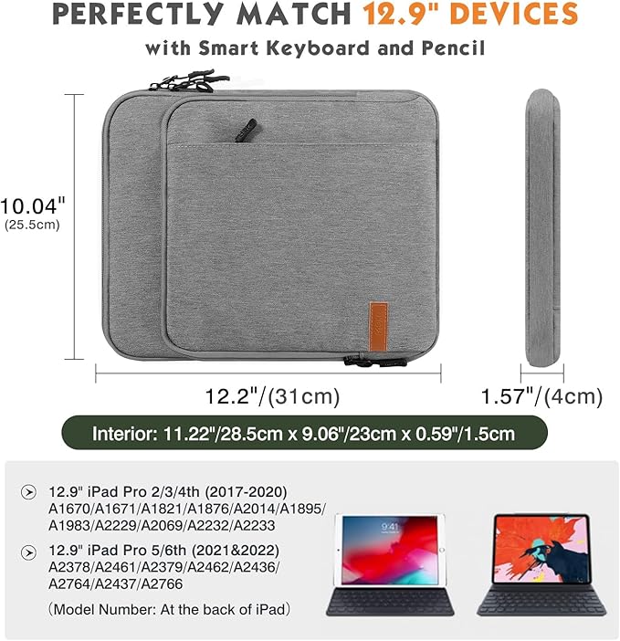 MoKo 12.9 Inch Tablet Sleeve Bag Carrying Case - Image 2
