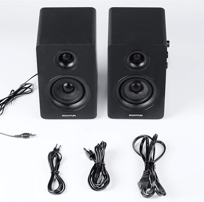 SW208 3" Active Bluetooth 5.0 Bookshelf Speakers – 60W Carbon Fiber Speaker Unit - Image 7