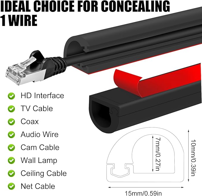 Self-Adhesive Cable Hider, Flexible Wire Cover Cable Raceway - Image 2