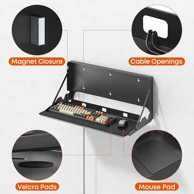 Flip Down Keyboard Tray Wall-Mount - Image 6