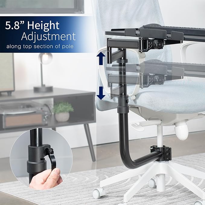 VIVO Office Chair Mounted 26 x 12 Inch Keyboard and Mouse Tray, Ergonomic Tilt - Image 4