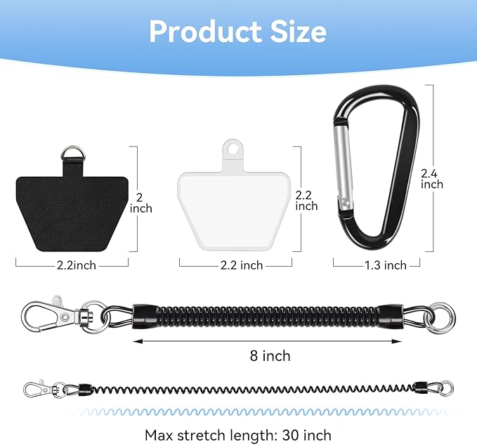 SHANSHUI Phone Lanyard Tether, Anti Theft Spring Phone Strap, 4 x Phone Pacthes - Image 5