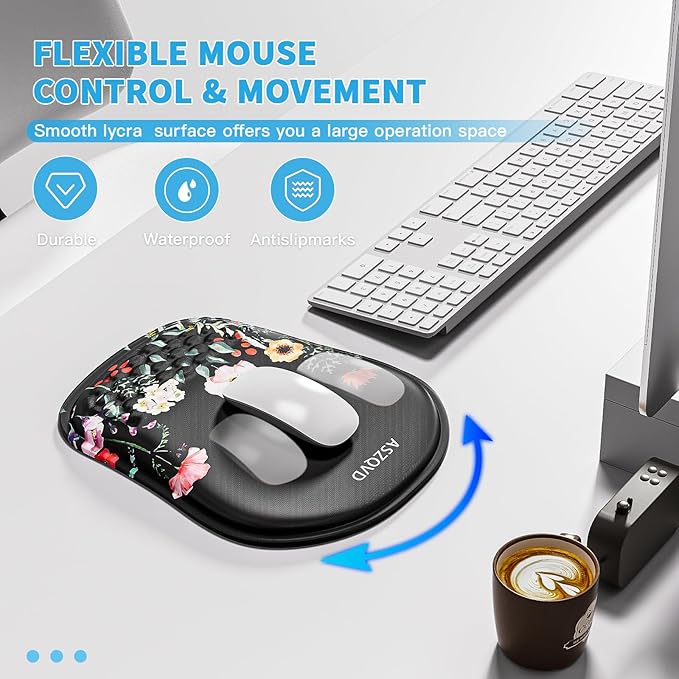 Mouse Pad with Wrist Rest, Ergonomic Mousepads with Wrist Support, Soft Lycra - Image 5