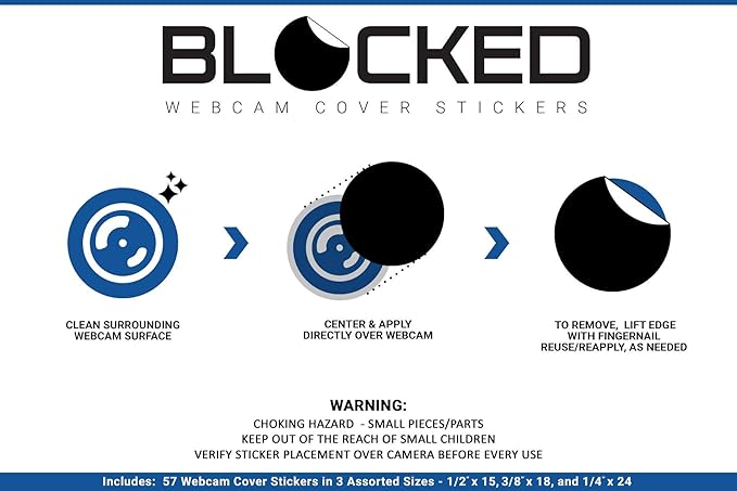BLOCKED Stackable Webcam/Camera Vinyl Covers | 57 TabbedLow-Tack Restickable - Image 5