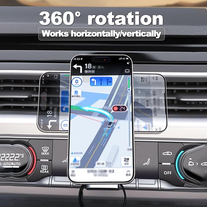 3 in 1 Wireless Car Charger, 15W Fast Charging Phone Holder Foldable Magnetic - Image 4