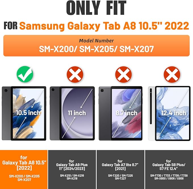 SEYMAC stock Case for Samsung Galaxy Tab A8 10.5'', Full-Body Drop Protection - Image 2