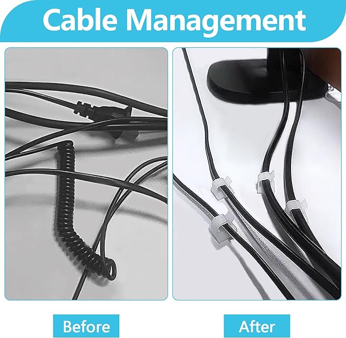 100PCS Cable Clips, Adhesive Wire Clips Organizer Cord Clips Management - Image 6