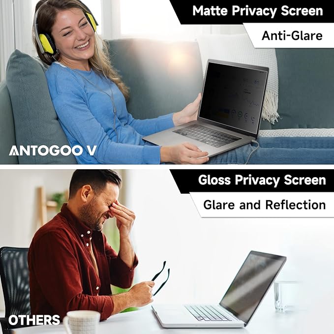 2 Pack Display 14 Inch Laptop Privacy Screen 16:9, Anti Blue Light Glare & Anti - Image 3