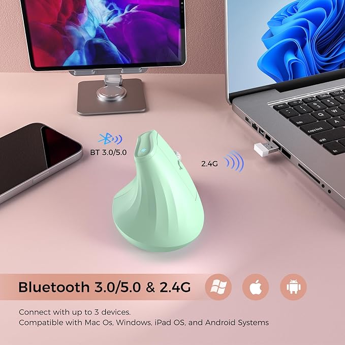 57° Ergonomic Wireless Tower Mouse, Vertical Quiet Ergo Mouse, 5 Buttons - Image 4