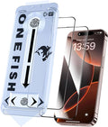 OneFish Screen Protector Glass for iPhone 14 Pro Max/ 15 Plus, 9H Glass Scratch by OneFish