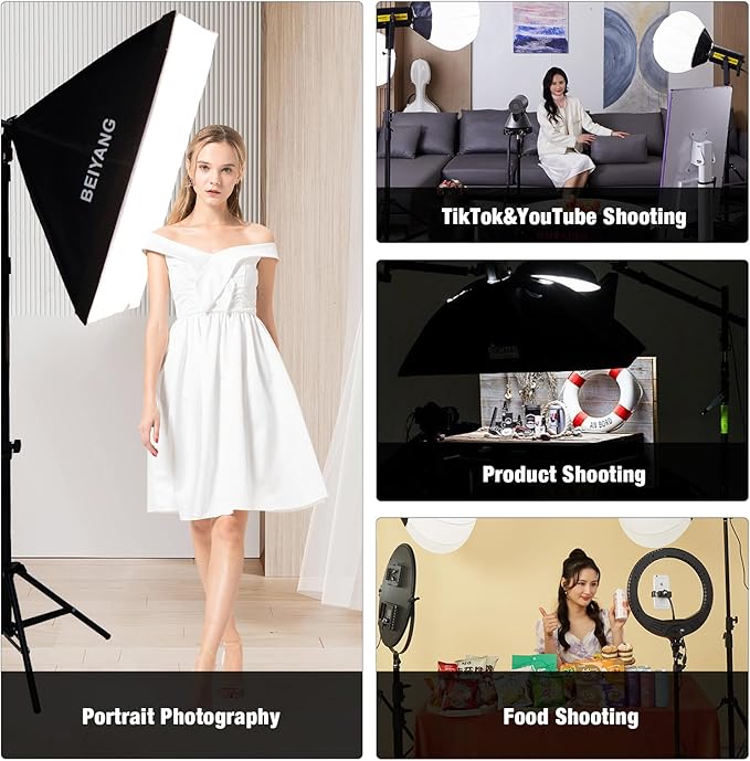 BEIYANG Softbox Lighting Kit, 2x20''x28'' Photography Soft Box - Image 7
