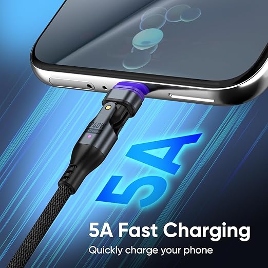 240W Rotating USBC to USB C Magnetic Data Cable, 3ft - Image 9