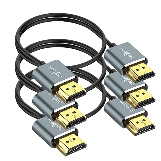 Twozoh Flexible & Slim HDMI Cable 6.6FT 3 Pack, Ultra Thin HDMI Cord Supports by Twozoh