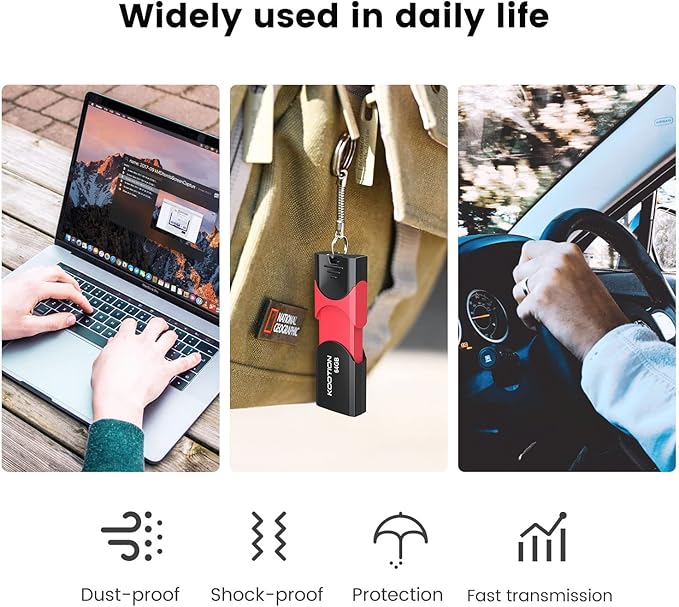 KOOTION Flash Drive 64 GB USB 3.0 Flash Drive Thumb Drive Retractable 64G - Image 8