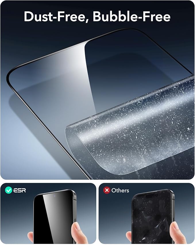 ESR 3 Pack 9H+ Glass for iPhone 15 Pro Screen Protector, Armorite Ultra-tough - Image 4