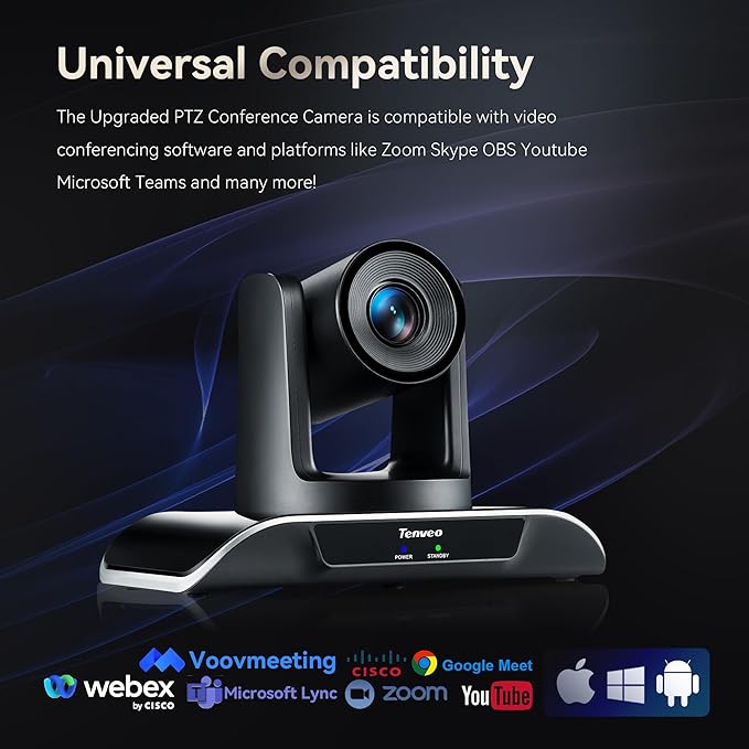 Tenveo 20X Optical Zoom PTZ Conference Room Camera, USB3.0/HDMI FHD 1080P 60FPS - Image 7
