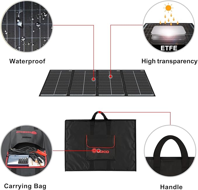 DOKIO 300W 36V Portable Folding Solar Panel Kit - Image 5