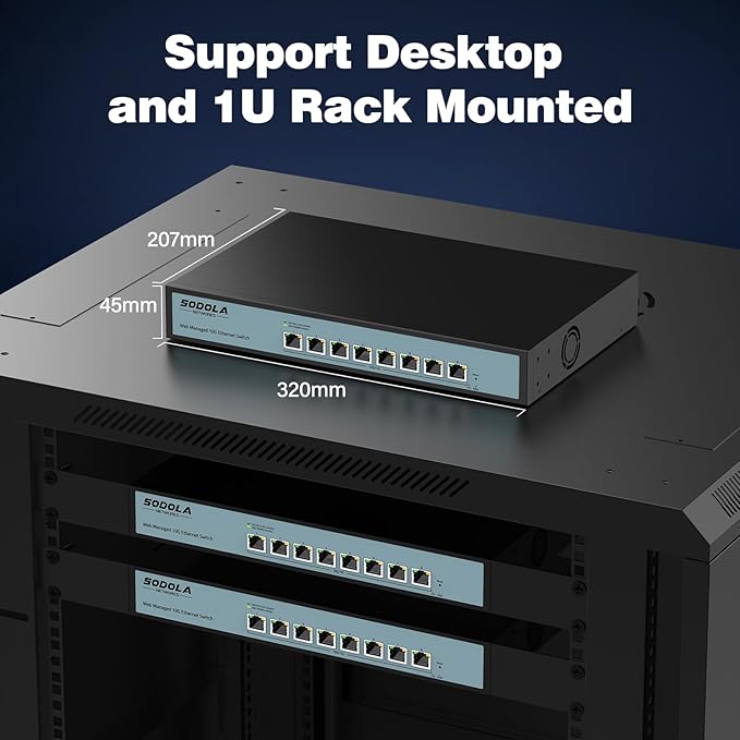 SODOLA 8 Port 10Gb Easy Web Managed Switch, 8 x 10G RJ-45 Ports, 160Gbps - Image 8