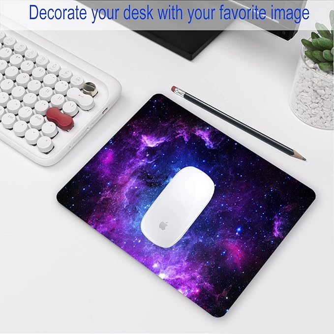 Purple Galaxy Mouse pad, Small Personalized Nebula Design Washable Rubber Mouse - Image 7