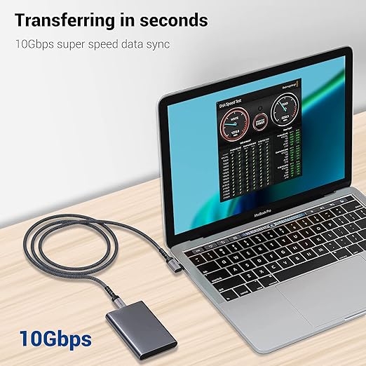 USB C to USB C Cable 100W, USB 3.1 Fast Charging Cord 90 Degree 20V/5A Type C - Image 4