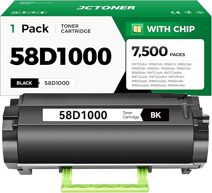 58D1000 Toner Cartridge with Chip Black Replacement by JCTONER