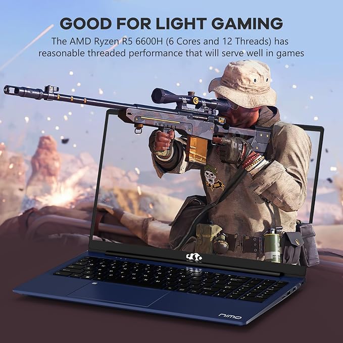 NIMO 15.6" IPS FHD-Gaming-Laptop, 6 Cores AMD Ryzen 5 6600H 32GB DDR5 RAM 1TB - Image 3