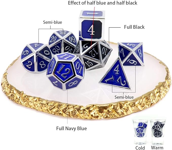 Haxtec Heat Sensitive Metal DND Dice Set Color Changing Metal Dice Temperature - Image 5