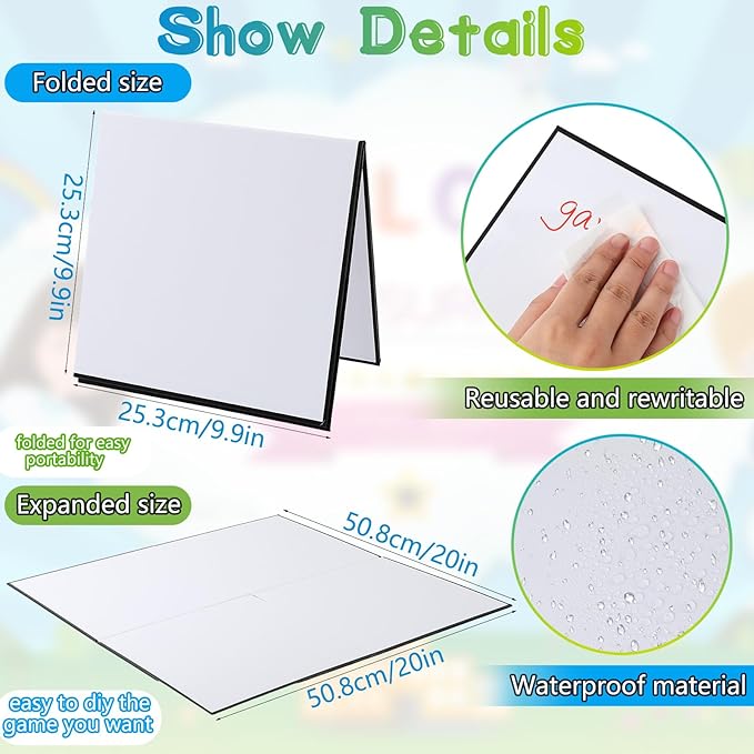 Zhanmai 4 Pcs Folding Blank Game Board, Blank Quad Fold Dry Erase Battle - Image 2