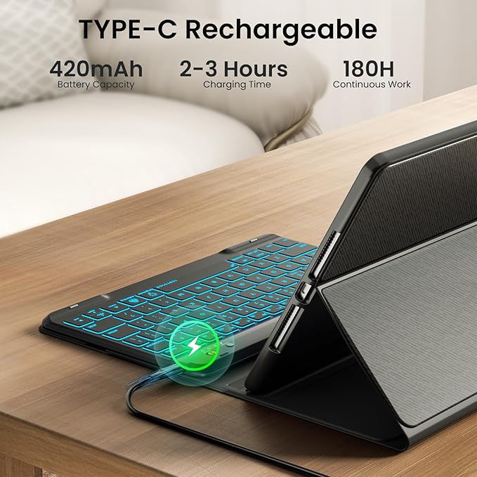 Keyboard Case for iPad Air 5th/4th Pro 11 inch, 7-Color Backlit Detachable - Image 4