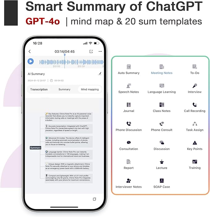 AI Voice Recorder Call Chatgpt, Digital Voice Recorder Support Free Audio - Image 3