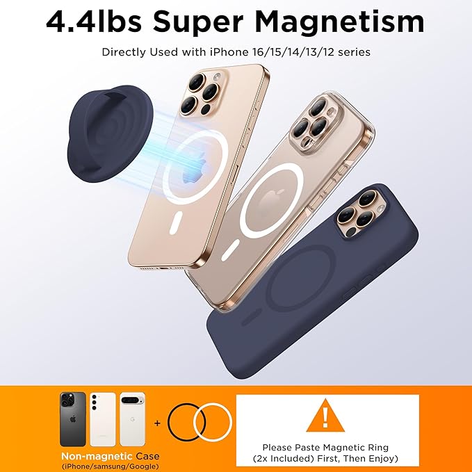 Magnetic Phone Ring Grip Holder, Silicone Finger Loop Grip, Compatible - Image 6