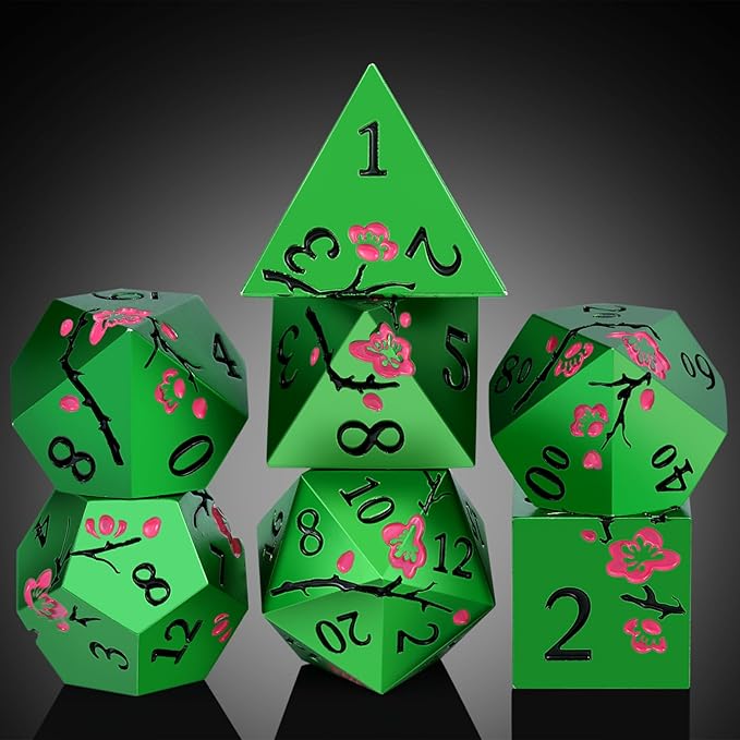 Matt Green Metal Dice Set, DNDND 7 PCS Heavy Metallic D&D Dice Set - Image 6