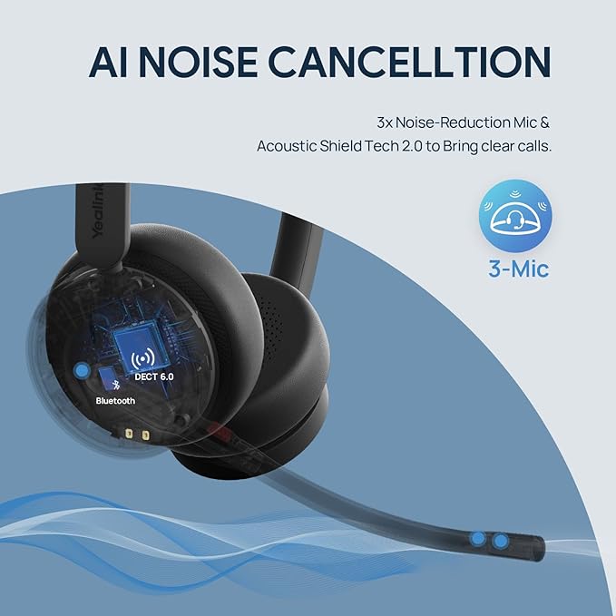 Yealink WH64 Dual Teams DECT & Bluetooth Wireless Headset, 606ft Range - Image 3