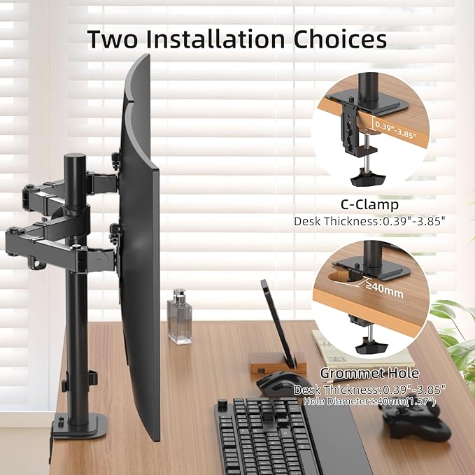Suptek Dual Monitor Arm Desk Mount, Ultrawide Dual Monitor Arm - Image 5