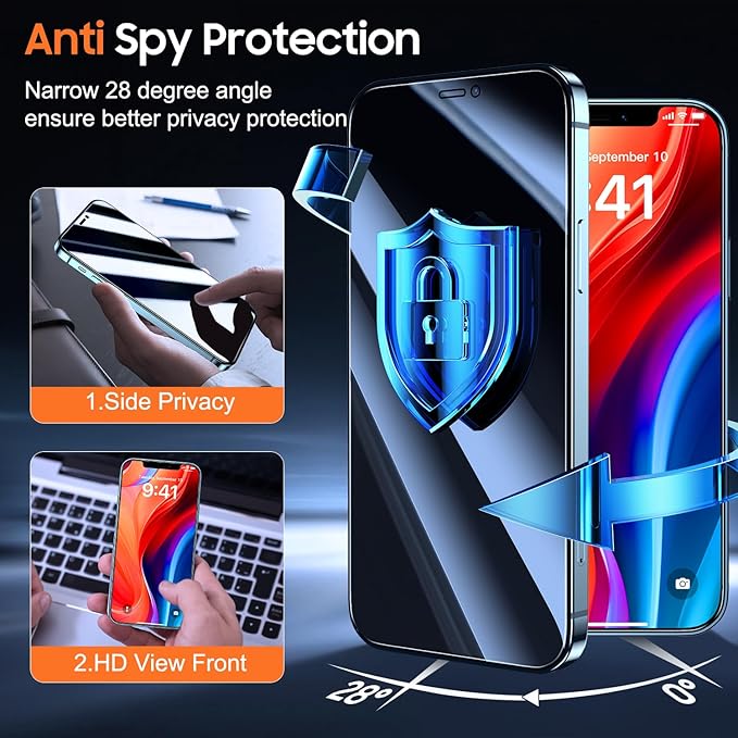 UniqueMe for iPhone 12 / iPhone 12 Pro Privacy Screen Protector - Image 2