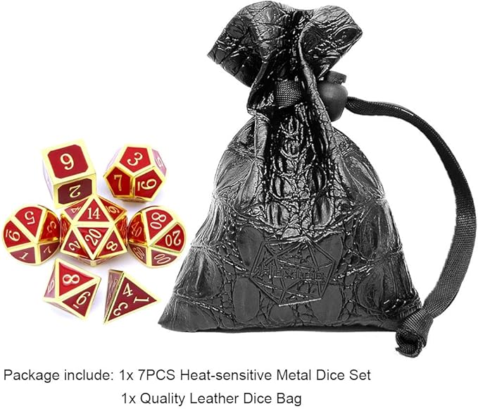 Haxtec Metal DND Dice Set Heat Sensitive Color Changing Metal Dice Polyhedral - Image 3