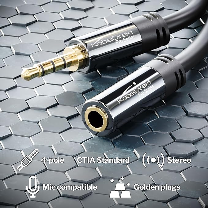 KabelDirekt – Headset Extension Cable – 15ft – Headphone Extension Cord - Image 2