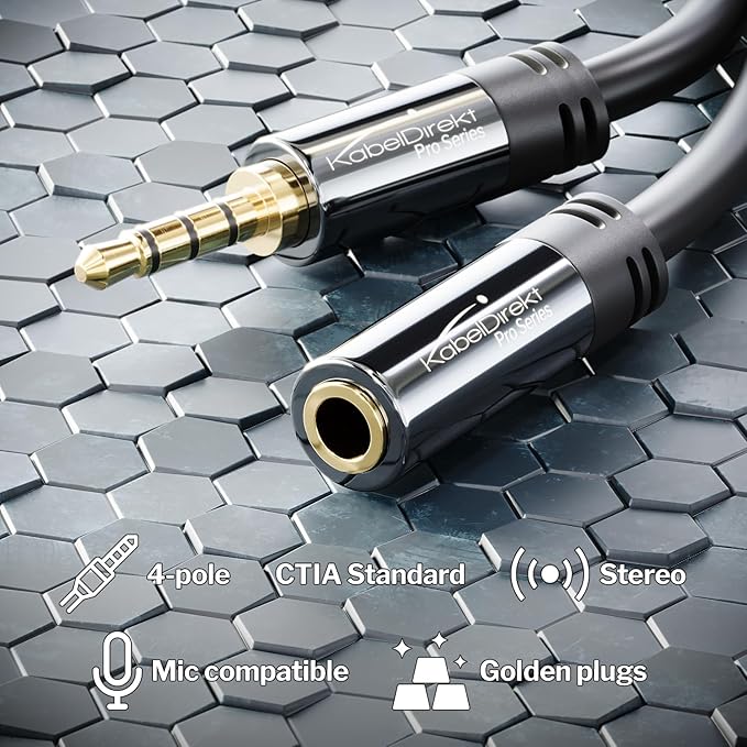 KabelDirekt – Headset Extension Cable – 6ft – Headphone Extension Cord - Image 2
