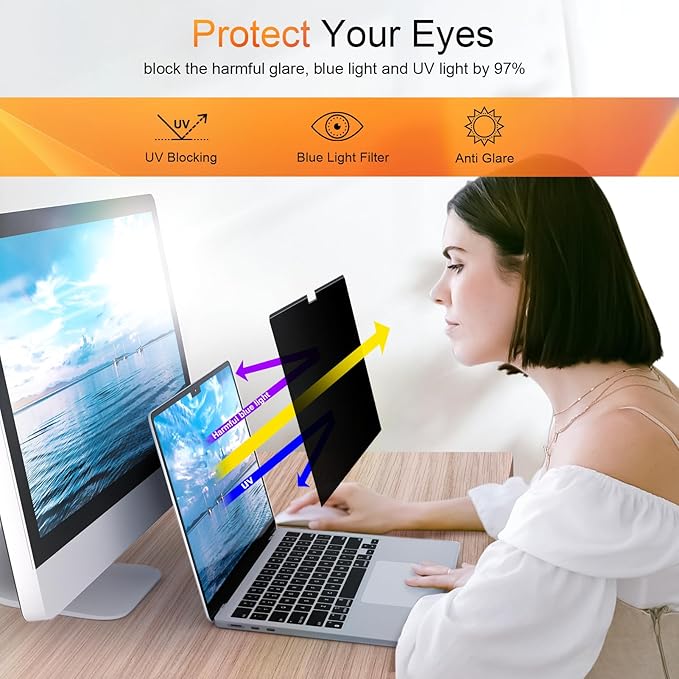Privacy Screen for MacBook Air 15 Inch 2023-2025, Magnetic Removable Anti Glare - Image 5