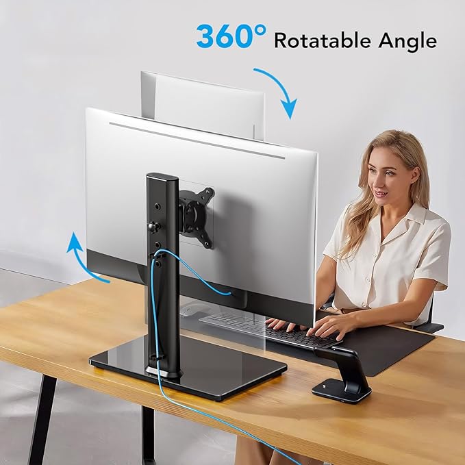 AX WABER Single Monitor Desk Stand Free-Standing Desk Mount Arm Riser - Image 6