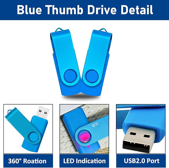 2GB USB 2.0 Flash Drive 10 Pack Nicepicten Pendrive Swivel Thumb Drives Jump - Image 5