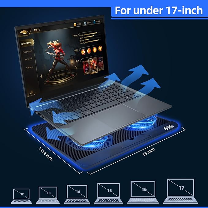 NAGAN Laptop Cooling Pad with Dual USB Ports, USB Powered Cooling Pad - Image 6